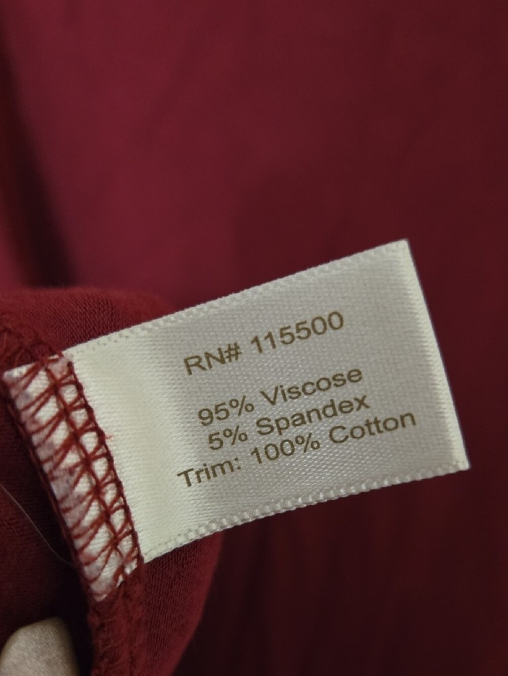 Boston Proper Burgundy Lace-Hem Long Sleeve Scoop Top - Picture 3 of 3